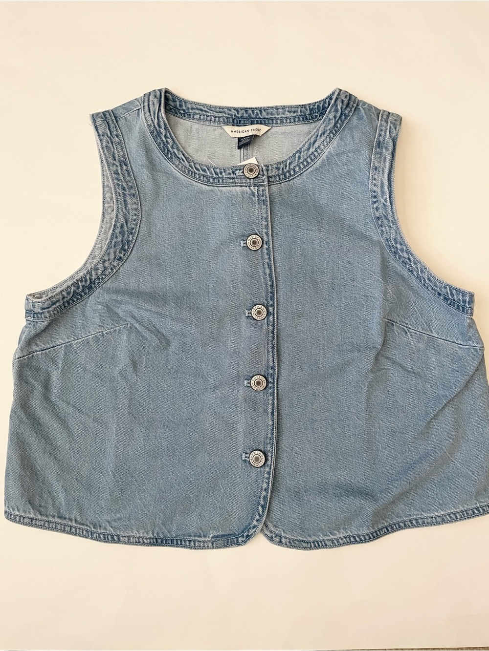 American Eagle Outfitters Light Blue Denim Button-Front Tank
